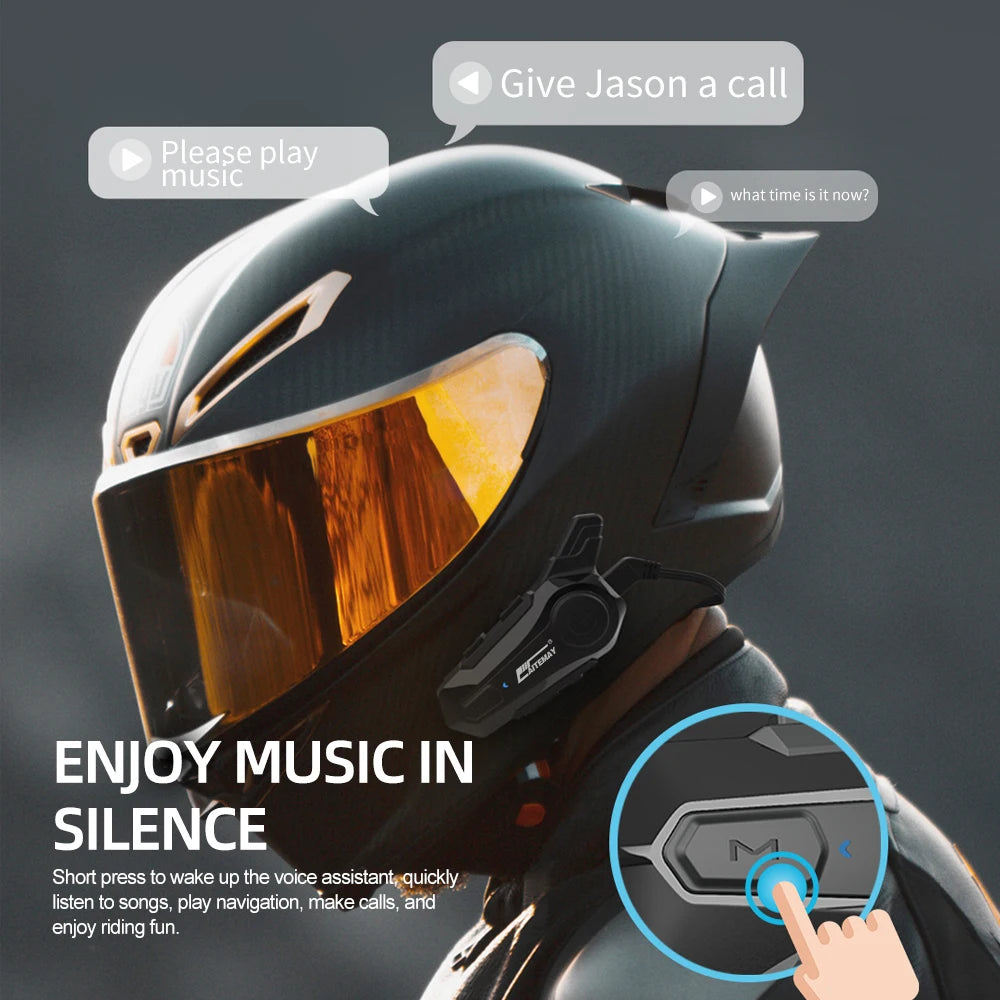 X1 Plus Motorcycle Bluetooth 1000M Intercom Helmet Headset For 2 Rider Intercomunicador Moto Waterproof Interphone Earphone