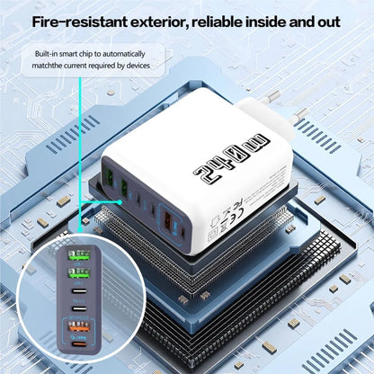 240W GaN Charger 2 Port USB C + USB A Fast Wall Charger UK/EU Plug PD Super Fast Charging For iPhone Samsung iPad Android Phone