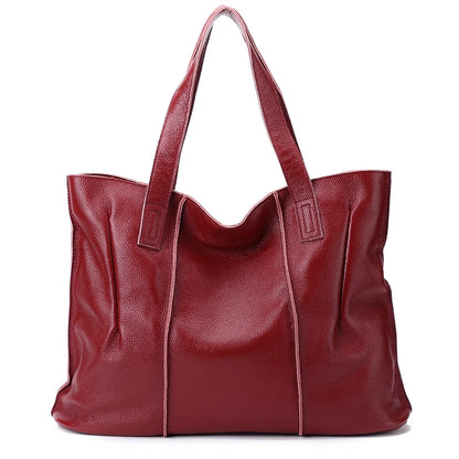 Women's Luxury Designer Natural Cowhide Soft Handbag Famale Fashion Shoulder Bag Ladies Cow Leather Large Capacity Tote Bag