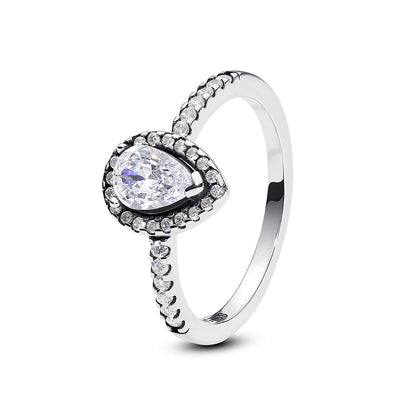 Original 925 Sterling Silver Ring Love Heart Pave CZ Crystal Stackable Rings For Women Wedding Engagement Birthday Gift Jewelry