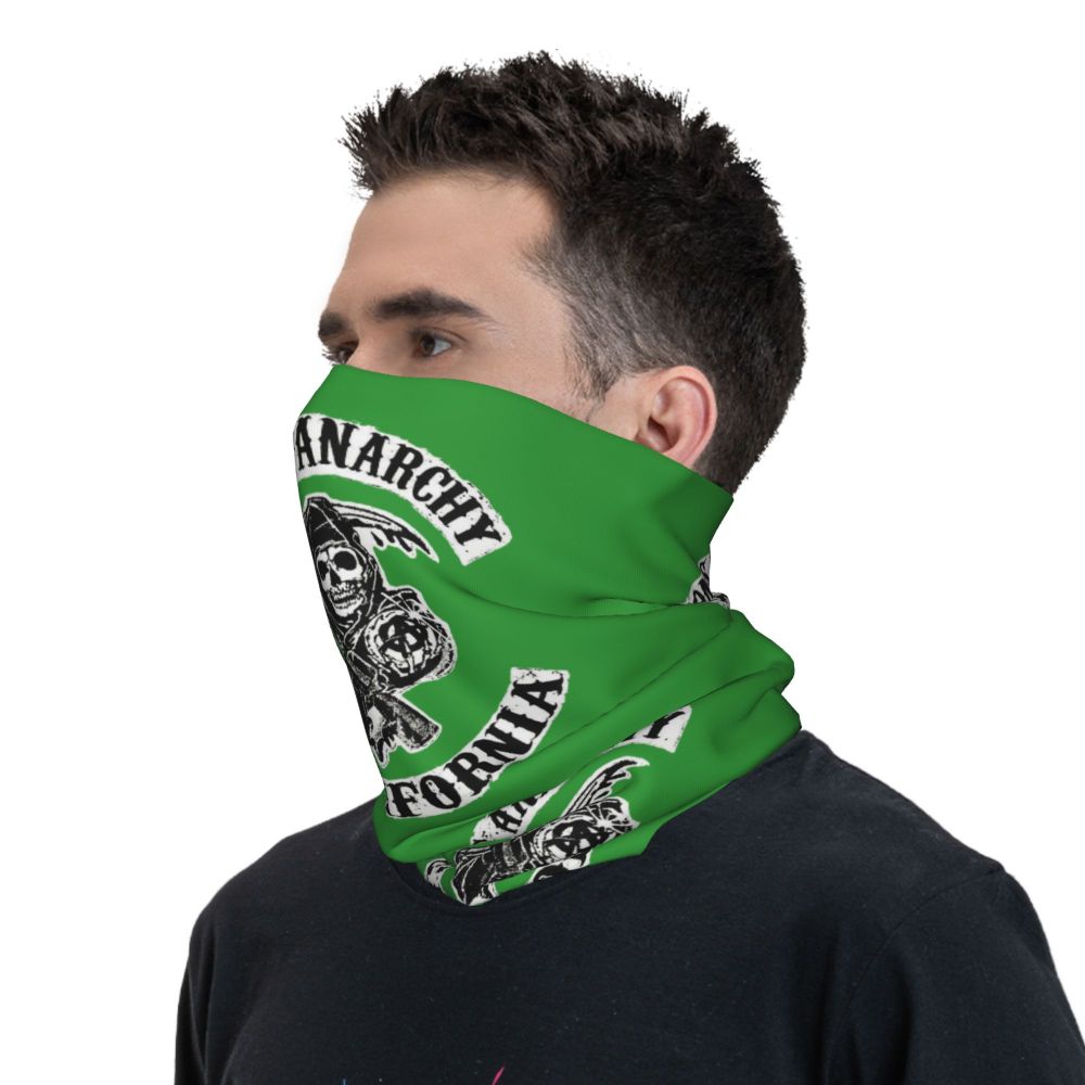 Custom 1 Percenter Essential Sons Bandana Neck Gaiter for Ski Camping Men Women Wrap Scarf TV Show Anarchy Headband Warmer