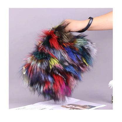 Fashion Fur Bag Autumn And Winter Real Fur Bags Fluffy Fox Fur Messenger Bags For Female Luxury Fur Handbag Warm Plush Handbag