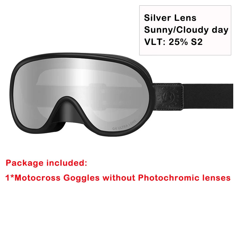 Vintage Motorcycle Goggles Over Glasses Photochromic UV400 Dirt Bike Goggles for Men Women Dual-Cycle Defogging Racing Glasses