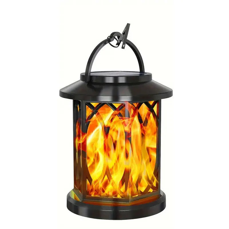 Solar Powered Outdoor Flame Lights Clip-On Lantern Hanging Lamp Waterproof Landscape Pathway Lights for Garden Yard Patio Decor
