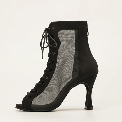 Profession Latin Dance Shoes Woman Suede Mesh Ventilation Ballroom Salsa Boots for Girls Soft Bottom Practice Jazz Latin Boots