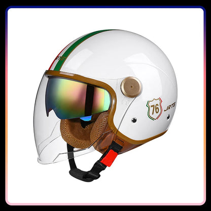 Retro Open Face Motorcycle Helmet Daul Lens DOT ECE Approved Vintage Jet Helmet 3/4 Open Half Helmet for Scooter Curiser Chopper