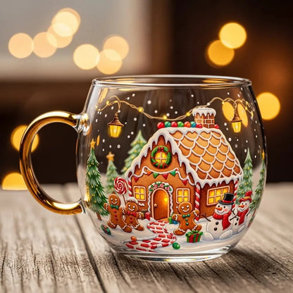 Christmas Mug Haunted Path Glass Coffee Mugs Beverage Containers Party Supplies for Home Farmhouse Apartment Hotel Counter
