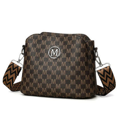 Synthetic Faux Leather Shoulder Bag For Women Retro Crossbody Bag with Golden "M" Monogram, Purse Work, Travel, Parties & Gifts