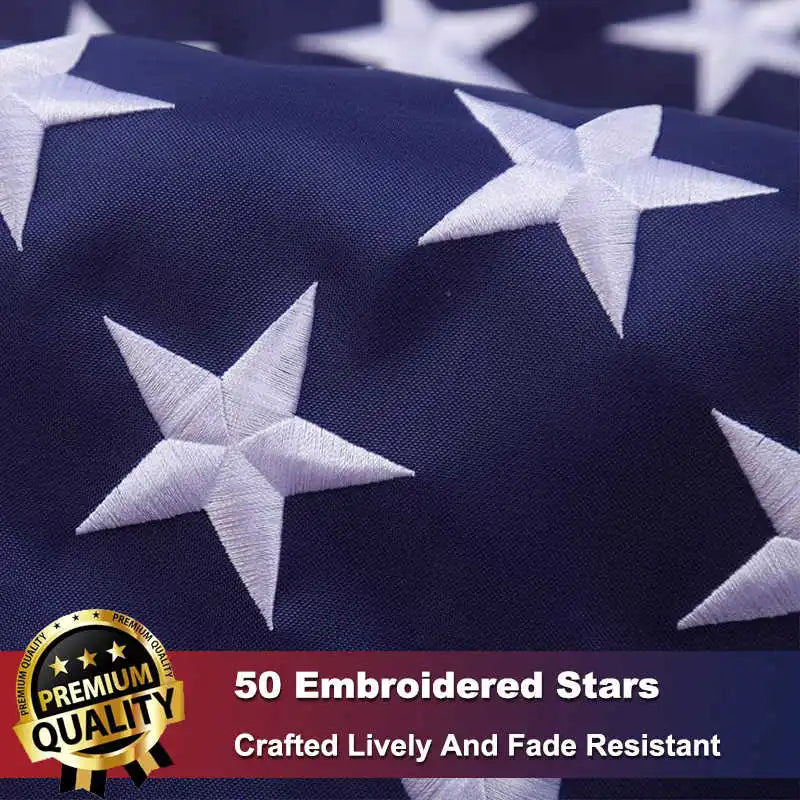Embroidered USA Flag Outdoor Waterproof Nylon Sewn Stripes Brass Grommets Oversized American Flags And Banners United States