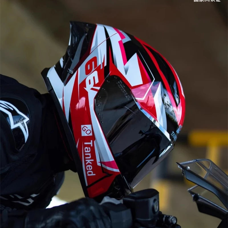 TANKED Motorcycle Helmet DOT ECE2206 Helmets Street Racing Capacete Pink Visor Double D Buckle Women Casco Moto S M  LCascos