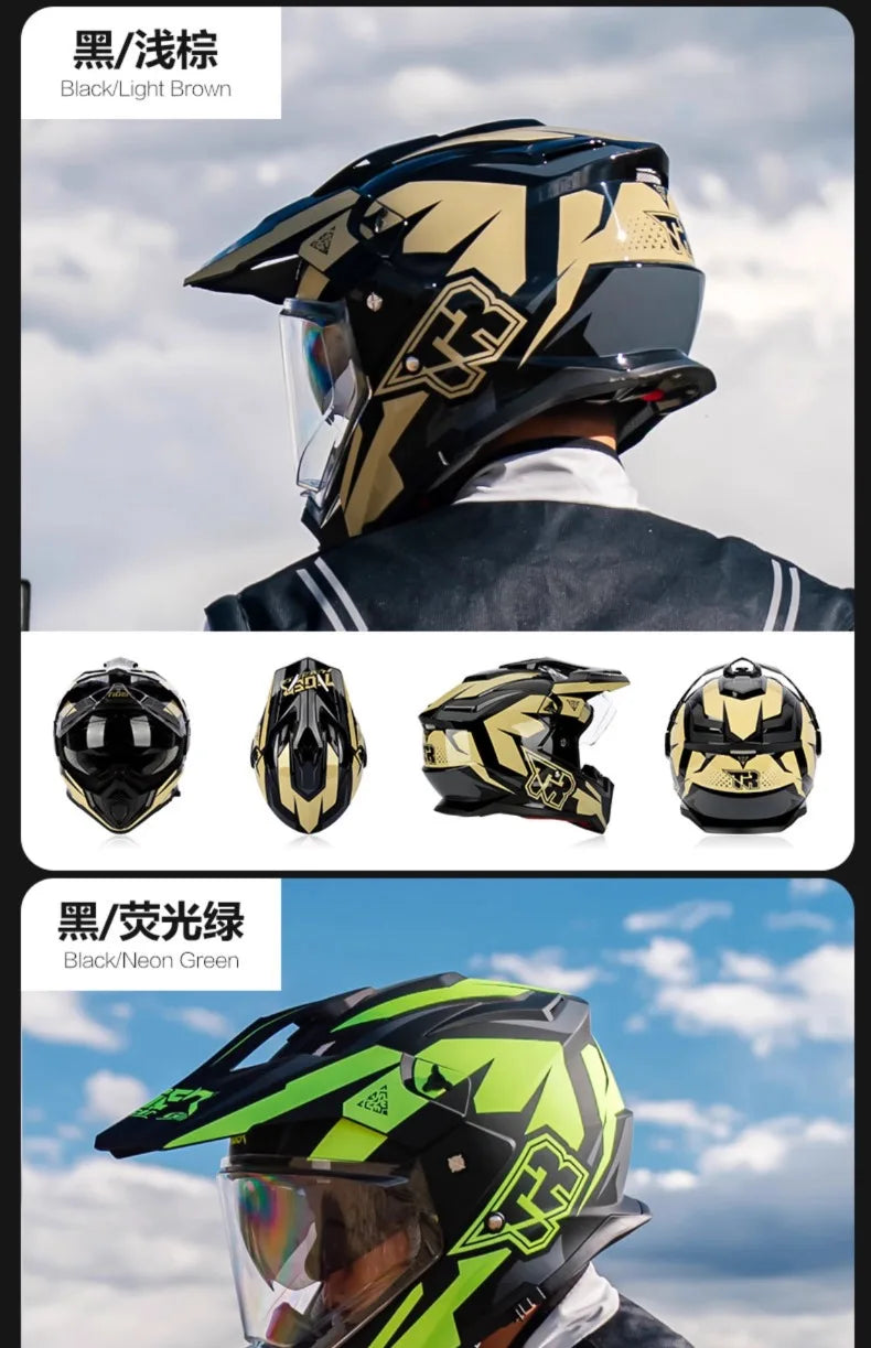 Tiger JTO1 Adventure Motorcycle Helmet Dual SunVisor Helmet Size S-3XL Off-road Casco Moto Highly Breathable For  ADV Long Rides