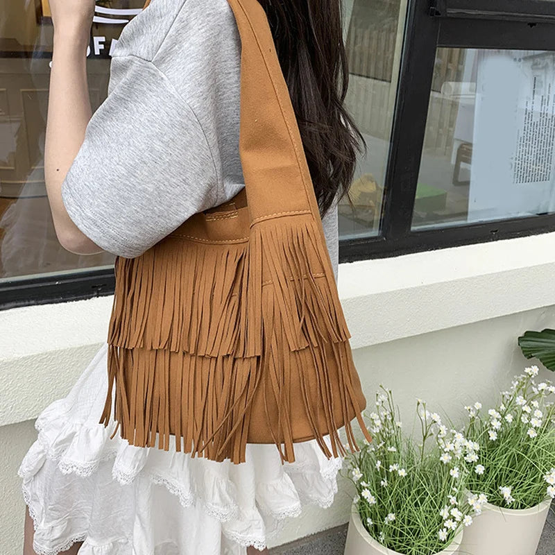 Suede Tassel High Quality Faux Shoulder Bags Fashion Large Capacity Sense of Luxury Popularity Women's Tote Bags Casual New