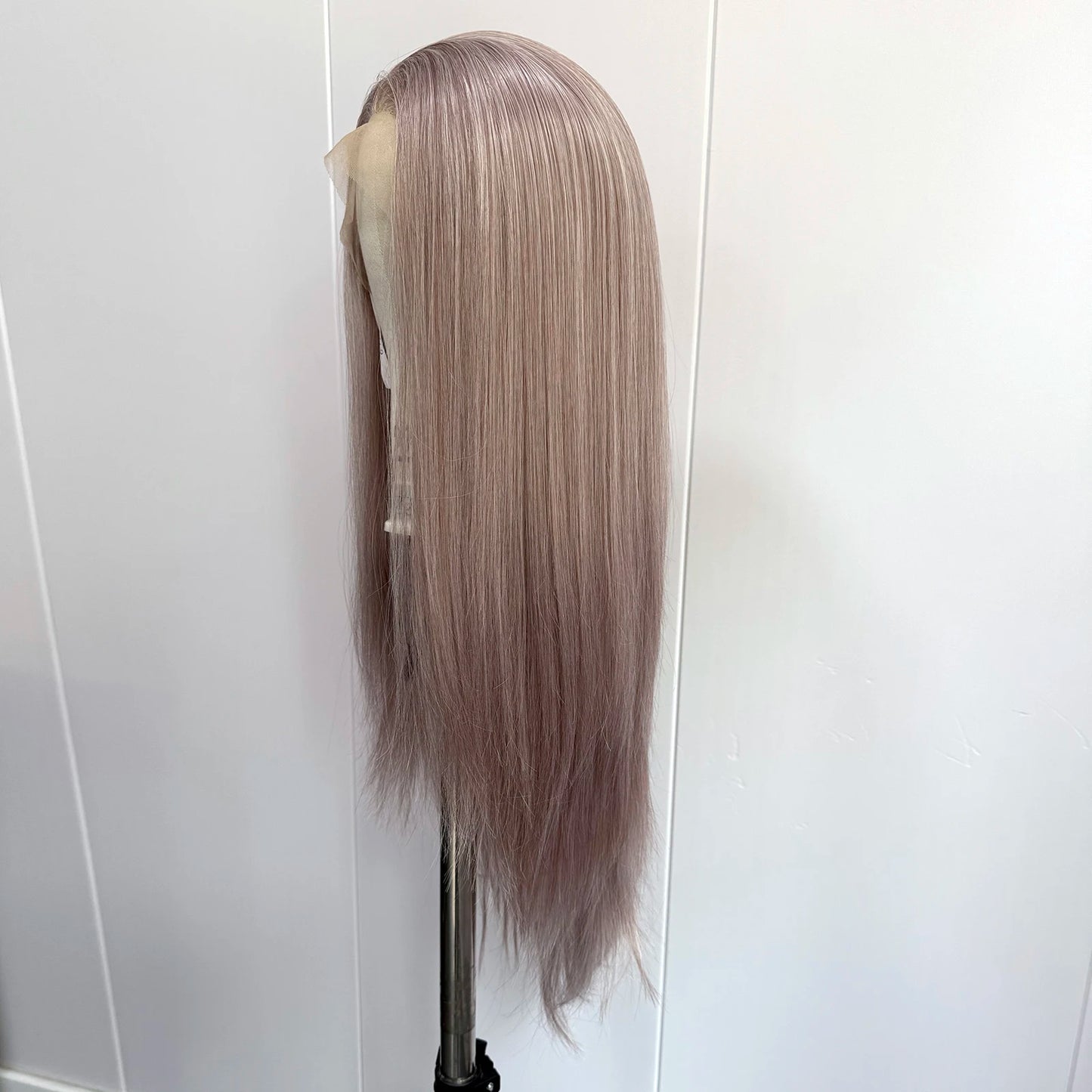 Dark Ash Pink Long Silky Straight Wig Mix Color 13x4 Lace Front Wigs for Women Synthetic Hair Natural Daily Wear Heat Resistant