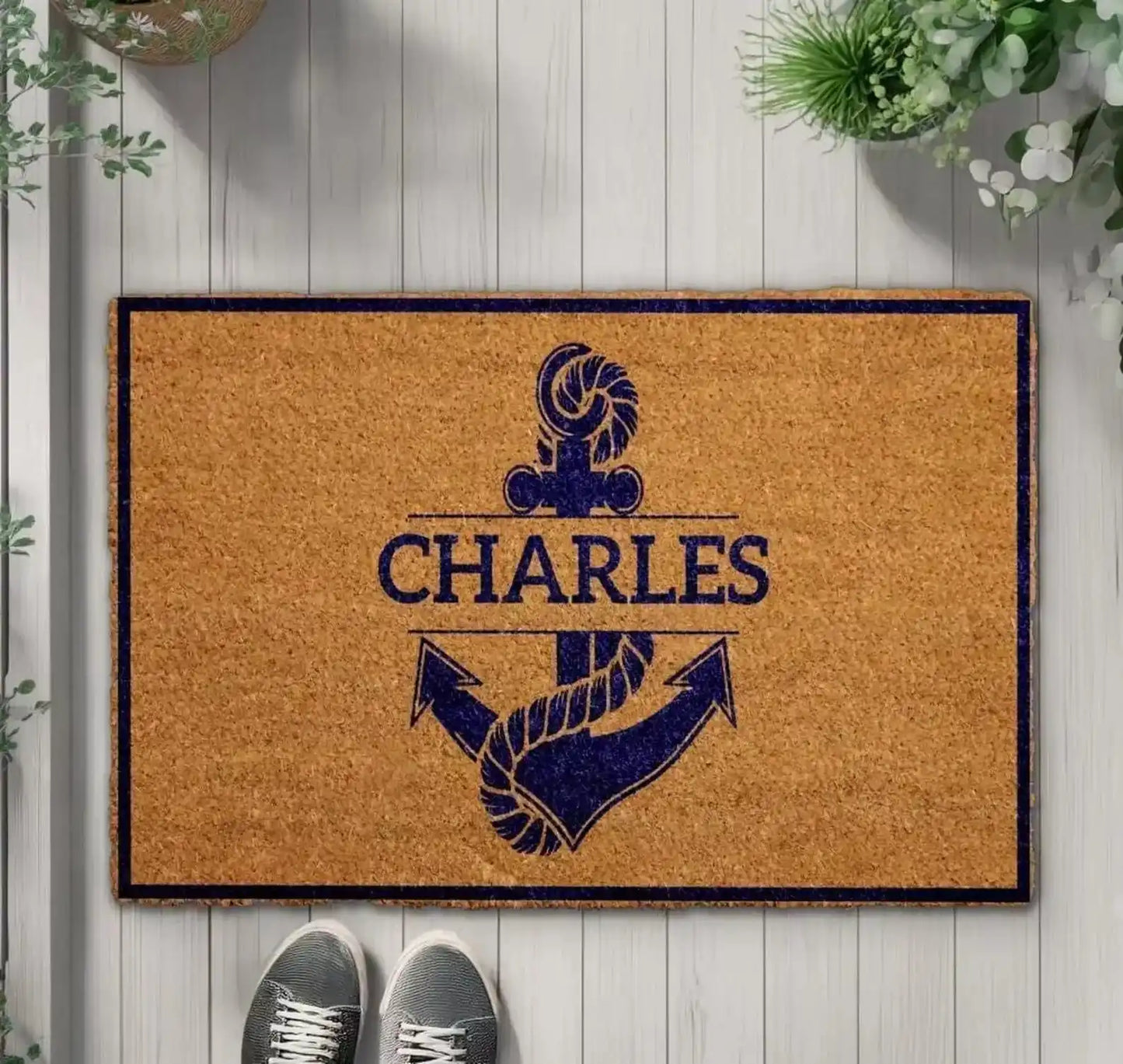 Personalized Anchor With Name Doormat Custom Family Name Welcome Mat Nautical Door Mats Boat Owner Floor Outdoor Bathroom Rugs