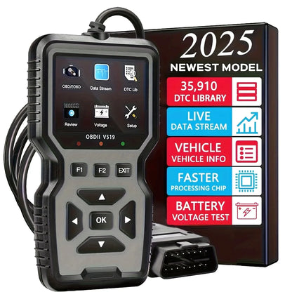 Professional Obd2 Diagnostic Tool Heavy Duty Vehicle Repair Tool - Code Reader/Resetter, Supports Real-Time Data Stream, No Battery Required, Compatible with Vehicles 1996 and up (Obdii/Eobd, Mode 6/8), Suitable for Mechanics