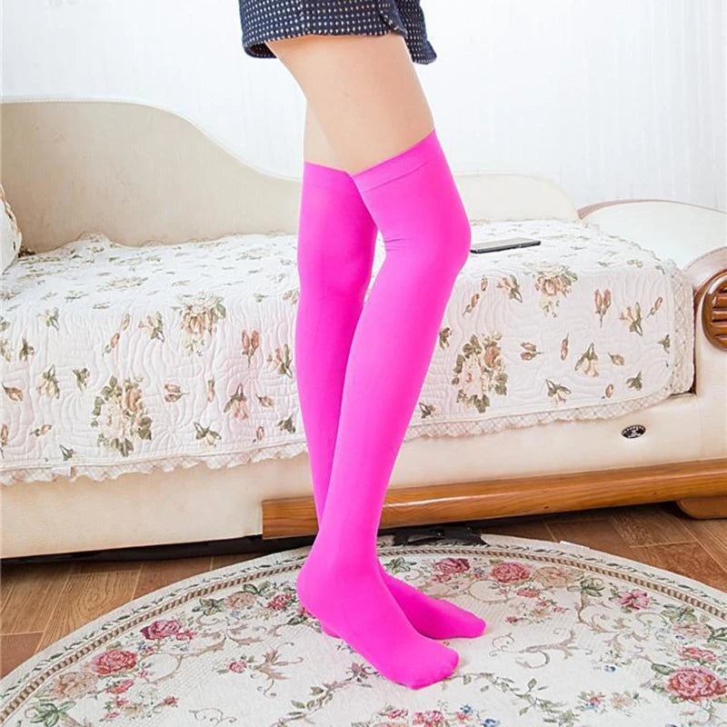 Women Skid-proof Knee Socks Winter Warm Comfortable Soft White Black Student Stockings Velvet Lengthening for Ladies