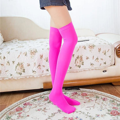Women Skid-proof Knee Socks Winter Warm Comfortable Soft White Black Student Stockings Velvet Lengthening for Ladies