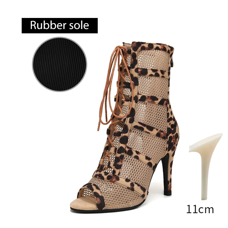DKZSYIM Dance Boots Latin Women Ballroom Dance Shoes Ladies Girls Soft Soles Tango/Salsa Dance Shoes Sexy Thin Heel 7cm-11cm