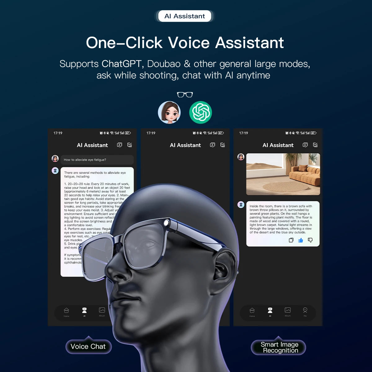 AI Smart Glasses 8MP Camera Video Recording ChatGPT Music Play Headphone Bluetooth Men Women Gifts Fashionable Glasses  2025