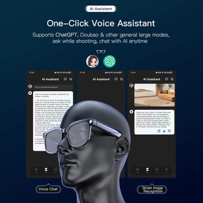 AI Smart Glasses 8MP Camera Video Recording ChatGPT Music Play Headphone Bluetooth Men Women Gifts Fashionable Glasses  2025