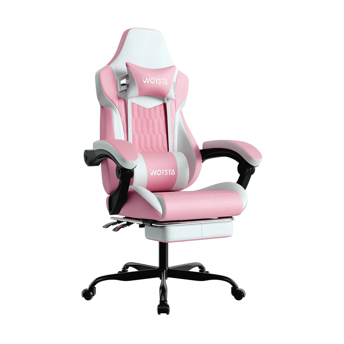 WOTSTA Gaming Chair with Footrest Gaming Chairs PVC Leather Ergonomic Gamer Chair with Adjustable Headrest Lumbar Support