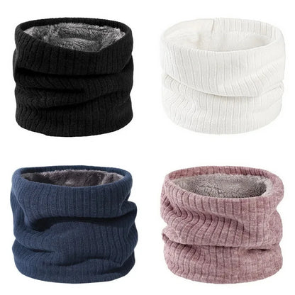 Winter Scarf for Men Fleece Ring Bandana Knitted Warm Solid Scarf Women Neck Warmer Thick Cashmere Hot Handkerchief Ski Mask