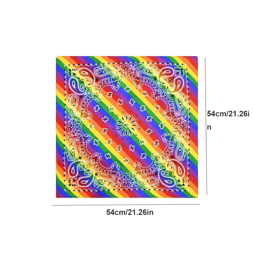 Trendy Pride Festival Pocket Square Scarf Rainbow Colorful Headband Bandana Gay Parade
