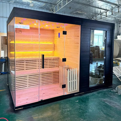 Customization Factory Customization Backyard   Sauna Outdoor with Shower  Authentic  Dry Wet Steam Sauna Room Shower Room 2-4 Pe