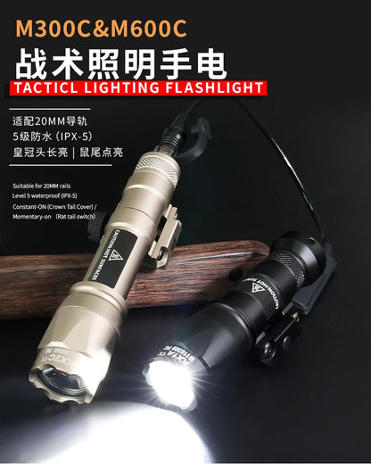 Airsoft Tactical SF M300C M600C Flashlight White LED Light AR15 Rifle Hunting M300 M600 Metal Scout Light Fit 20mm Rail