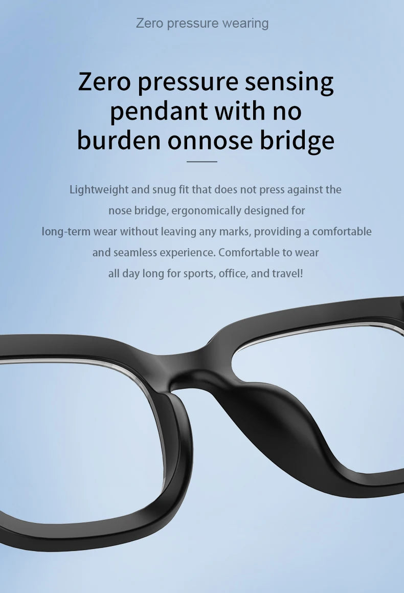 Smart Translator Glasses Headphones Bluetooth Wireless Earphones Anti-Blue Light Sunglasses Hi-Fi Audio Headset for Music Travel
