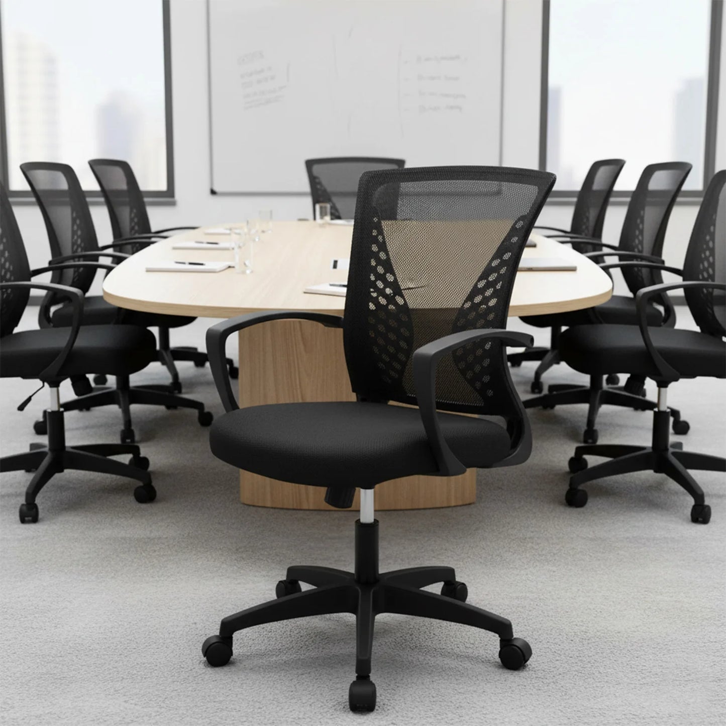 Office Chair Mesh Chair Ergonomic Computer Desk Chair Mid Back Swivel Lumbar Support with Armrest