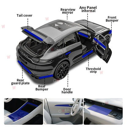 High Glossy Blue Forged Carbon Fiber Vinyl Wrap Waterproof Laser Film on the Hood DIY Car Adhesive Vinyl for Motorcycle Stickers