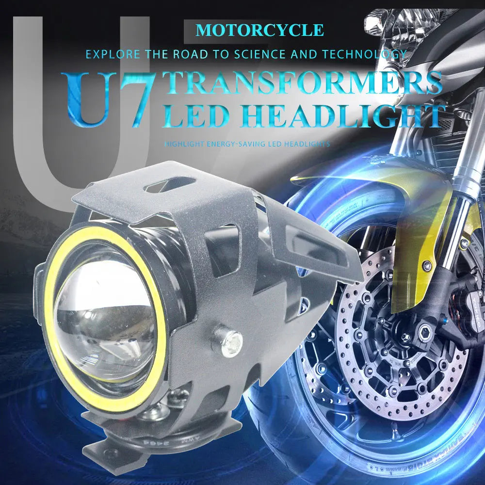 2×LED Angel Eye Mini Motorcycle Headlight Auxiliar Driving Lamp led flashlight Motorbike Front Spotlight ATV Scooter Accessories
