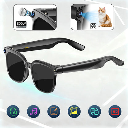 AI Smart Glasses 8MP Camera Video Recording ChatGPT Music Play Headphone Bluetooth Men Women Gifts Fashionable Glasses  2025