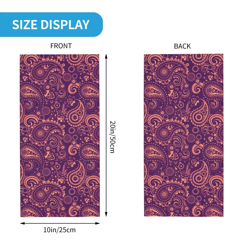 Custom Black Bandana Pattern Bandana Neck Gaiter for Hiking Cycling Women Men Wrap Scarf Paisley Style Headband Warmer