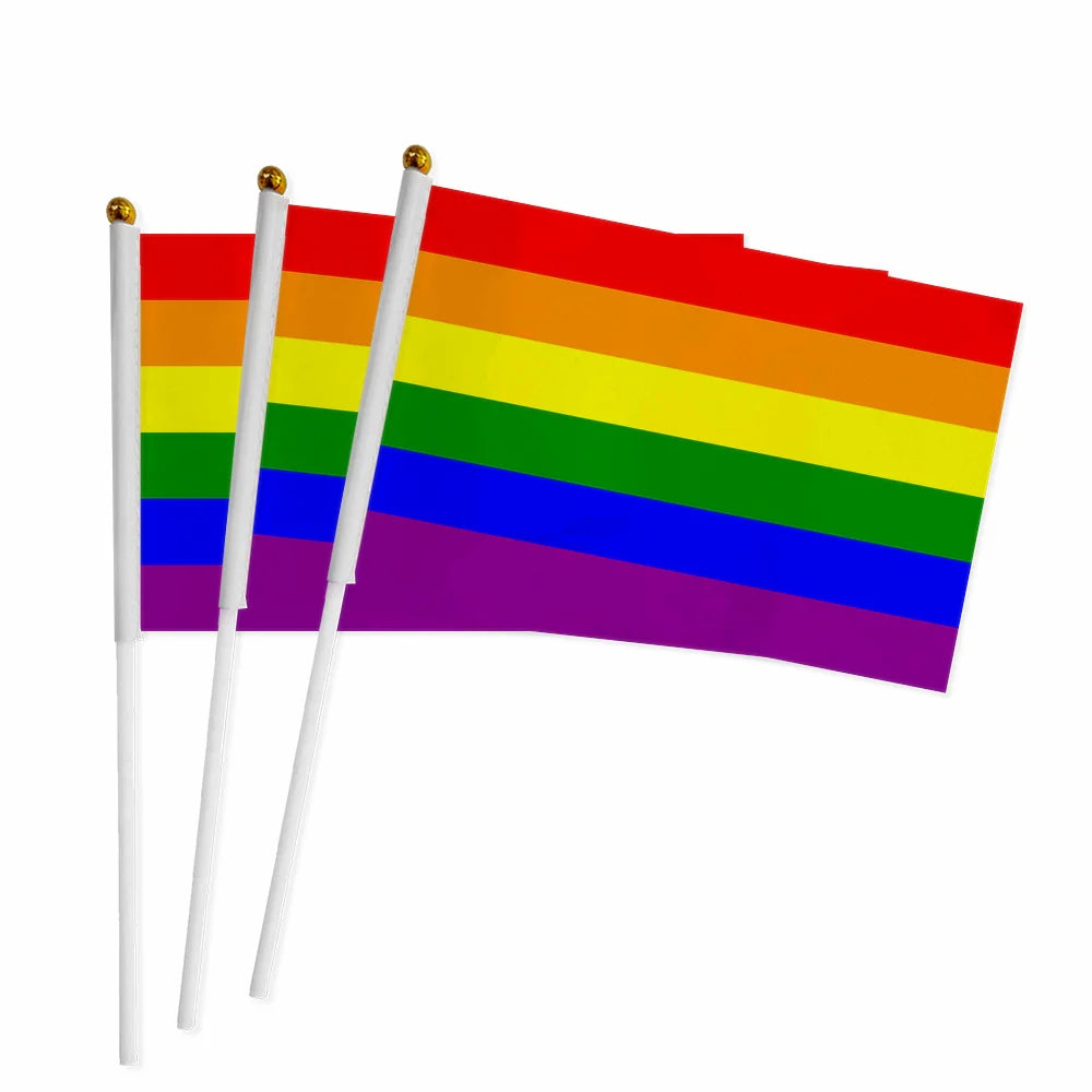 Hand Flag 100pcs 14x21cm Dream SMP Flag Gay Lesbian Homosexual Bisexual LGBT Pride Flag Customized Rainbow Hand Flag