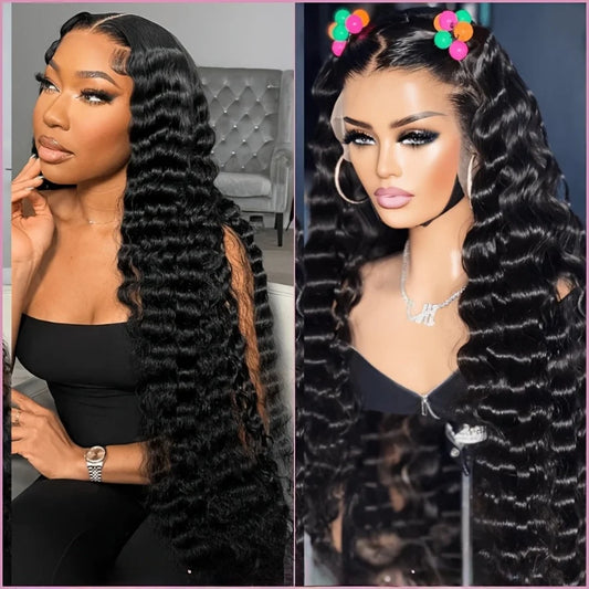 Deep Wave Lace Front Wigs Human Hair 13x6 HD Lace Front Wigs Burmese Curly 13X4 Human Hair Pre Plucked Brazilian Curly Human Hair Wig 200 Density Deep Wave Frontal Wigs Human Hair HD Lace 26 Inch Curly Wigs for Black Women Pr