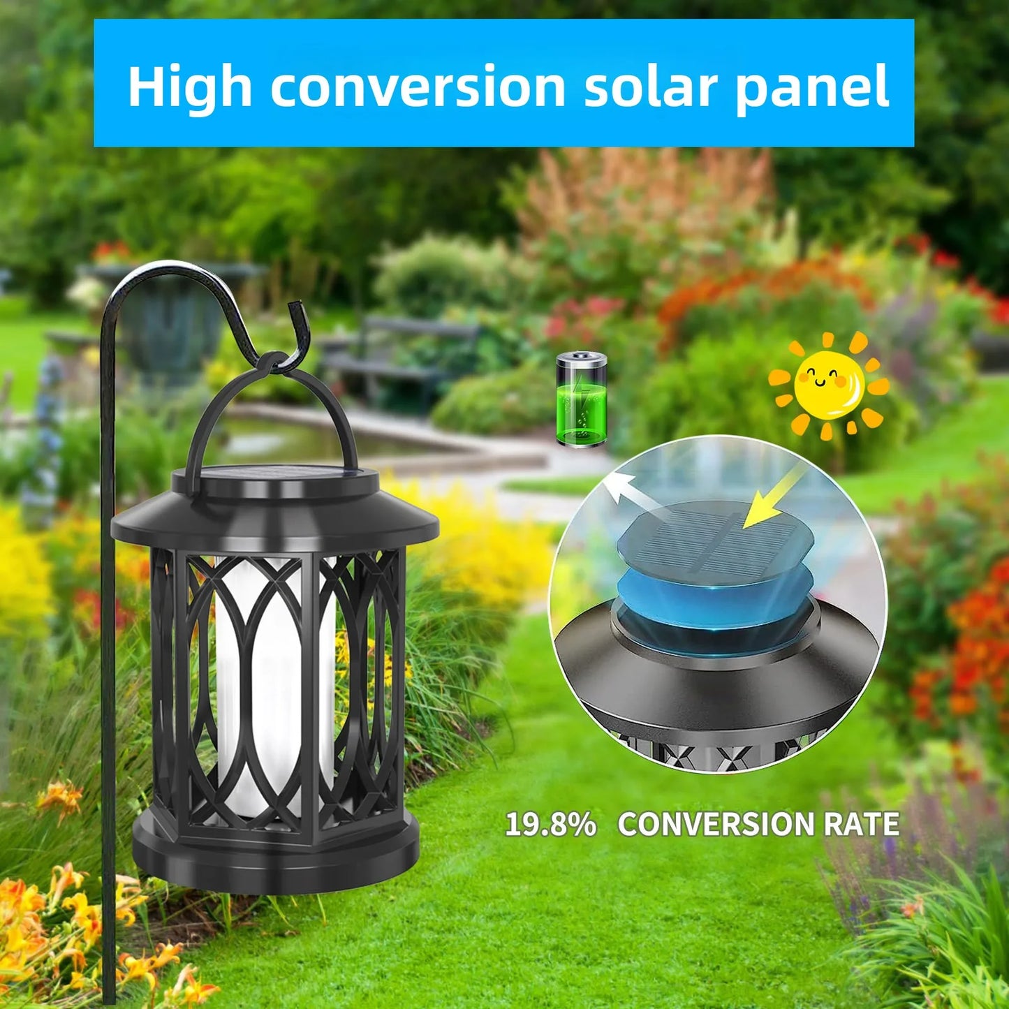 Solar Powered Outdoor Flame Lights Clip-On Lantern Hanging Lamp Waterproof Landscape Pathway Lights for Garden Yard Patio Decor