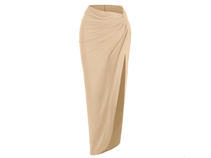 Spring and Autumn New Popular Women's Y2K Knit Off-Shoulder High Stretch Vest Top and Sexy Slit Half Skirt Set