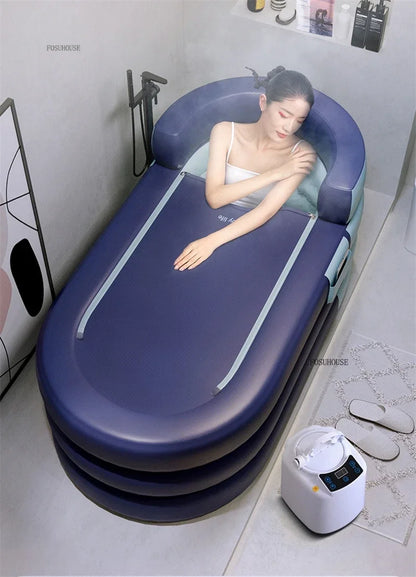 Large Capacity Inflatable Bathtub Portable Home Folding Spa Steam Sauna Bathing Bucket Hotel Space Capsule