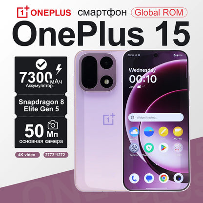 New OnePlus 15 Unlocked Smartphone 6.78'' 165Hz High Refresh Rate Screen 50MP Triple Camera 7300mAh Battery Supports NFC IP68