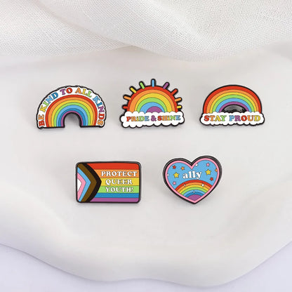 Rainbow Pride Flag LGBT UV Print Pins Custom BE KIND TO ALL KINDS Brooches Lapel Badges Clothes Funny Jewelry Gift for Friends