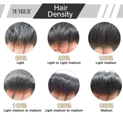 Full Head Wig For Men 6" Natural Straight Fine Mono With Pu Cap Men Wig 1/2" French Lace in Front Indian Human Hair Wig For Men