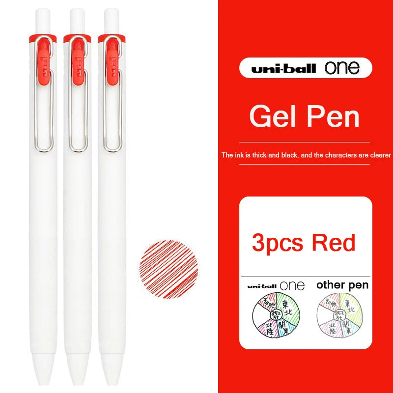 uni-ball one Mitsubishi Limted Gel Pen,Black/Red/Blue/Navy Blue Core Black Technology Signing Canetas for homework,test,meeting