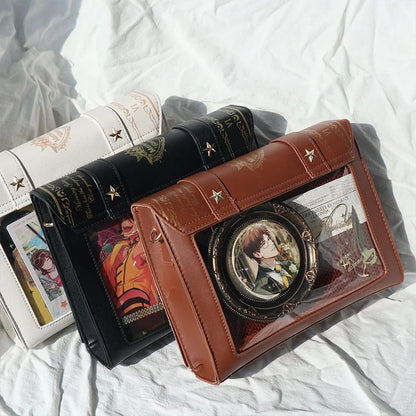 Y2K Magic Book Lolita Ita Bag Gothic Shoulder Bag Girls Transparent Pocket Cute Crossbody Handbags Women's Mini Backpacks Purse