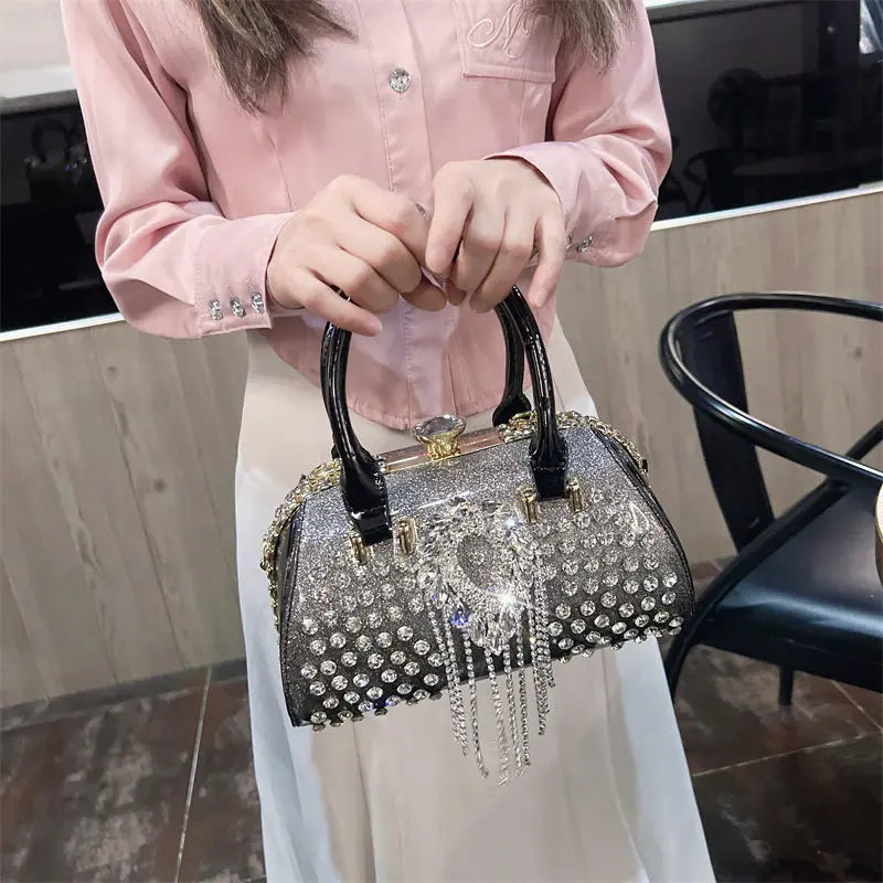 Fashion Diamonds Leather Women's Handbag Small Shoulder Cross-Body Bag New Elegant Evening Bag Portable Girls Party Dinner Bags