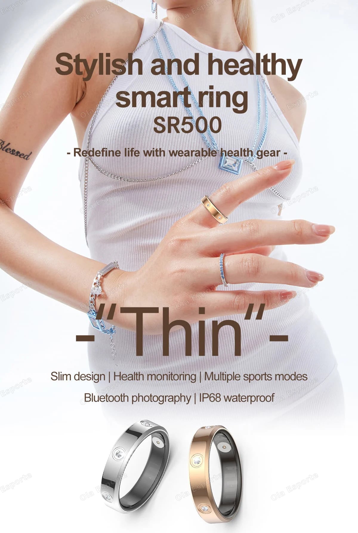 2026 Smart Ring Women Men Super narrow 6.3mm Heart Rate Health Stress measurement Monitor IP68 Waterproof Fashion Sports Rings