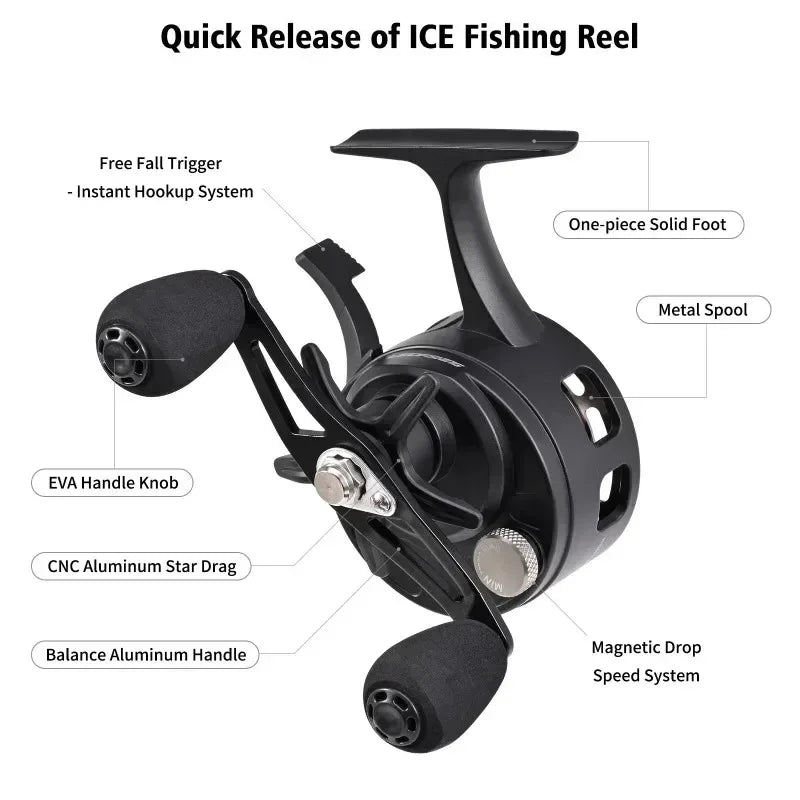 New Gear Ratio 3.2:1 Ice Fishing Reel Large Diameter Spool Built-in Free Spool Metal Spool Smooth Lure Fishing Equipment