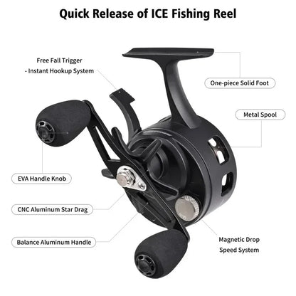 New Gear Ratio 3.2:1 Ice Fishing Reel Large Diameter Spool Built-in Free Spool Metal Spool Smooth Lure Fishing Equipment