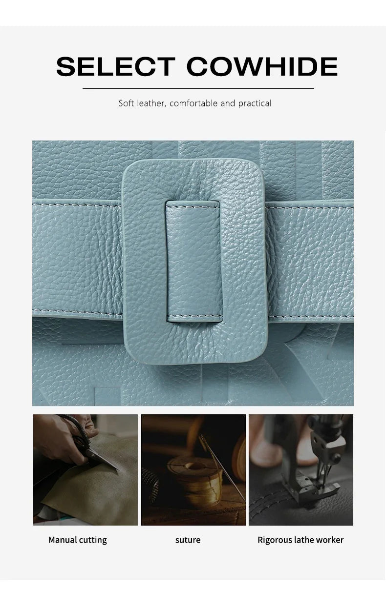 Genuine Leather Letter Bag for Women, Handbag and Crossbody Bag, 2025 New Trendy Women's Bag, Elegant and High-End Motorcycle Bag